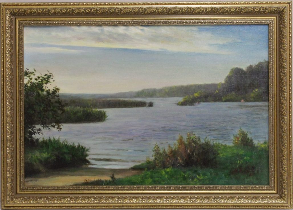 Картина маслом "Рассвет на озере" холст/масло, размер 40*60 Картина маслом на холсте в раме из пластикового багета. Галерея картин в интернет-магазине Vrame.by