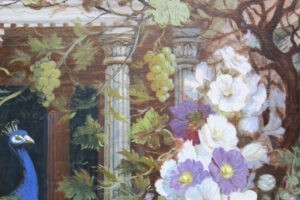 Картина маслом «Павлины и цветы» холст/масло, в деревянной раме, размер 70*105