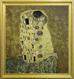 Гобелен «Поцелуй. Г. Климт» с золотыми нитями размер 77,5*83 в багетной рамке