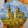 Картина "Церковь в Мазолово" фанера/акрил, размер 29*29 круг Купить картину Церковь в Мазолово акриловыми красками ручной работы