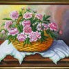 Картина "Пионы" холст/масло, размер 50*70 в багетной рамке Натюрморт маслом на холсте.