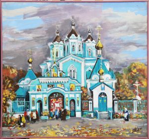 Картина «Церковь в Хотимске» холст/акрил, размер 72*76 в деревянной раме