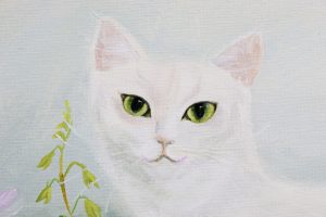Картина «Кошка на лугу» холст/акрил, размер 40*50 в деревянной раме