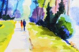 Картина «Весенняя мозаика» бумага/акварель, размер 21*30 в деревянной рамке