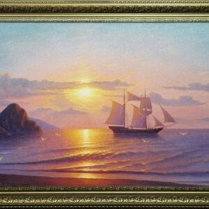 Картина «У берега моря» холст/масло, в багетной раме, размер 45*70