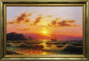 Картина «Золотой закат» холст/масло, в багетной раме, размер 45*70
