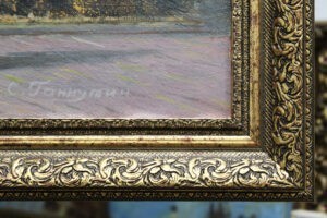 Картина «Вокзал» (Могилев) холст/масло, в темной багетной раме, размер 70*105