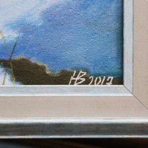 Картина «Мартовский снег» холст/акрил, размер 50*80 в современной багетной раме