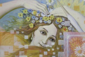 Картина “Весна” холст/масло размер 50*80 в современной багетной рамке.