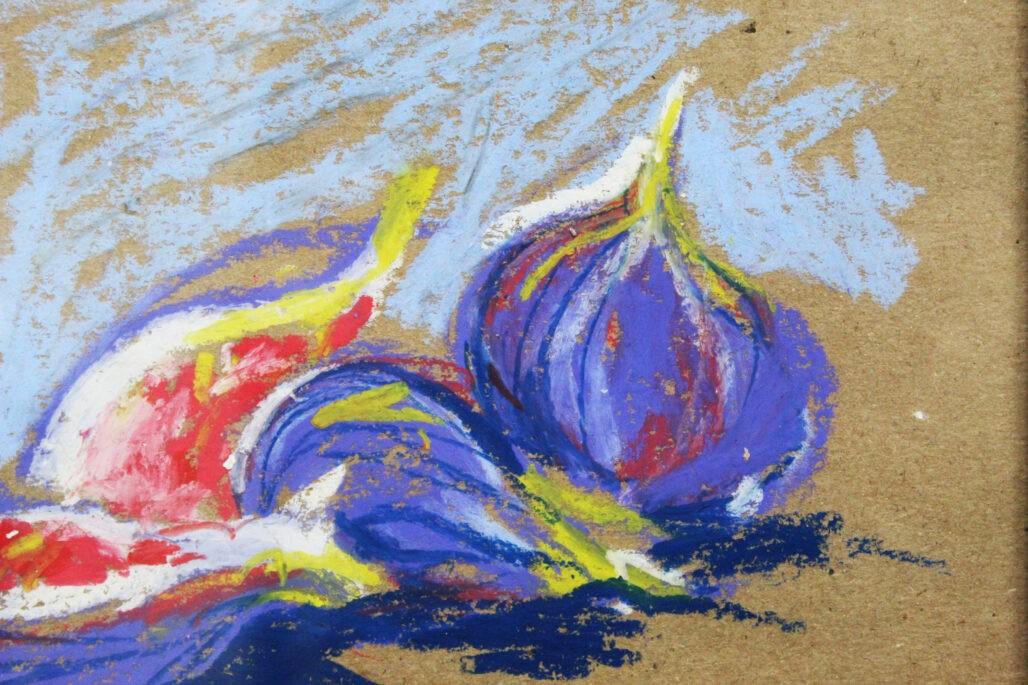 Картина "Инжир" бумага/пастель, размер 21*30 в коралловой багетной рамке. Картина "Инжир" бумага/пастель, размер 21*30 в коралловой багетной рамке. — изображение 2