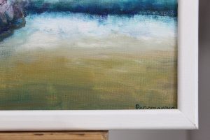 Картина «Девушка и море» холст/масло, размер 25*35 в белой раме.