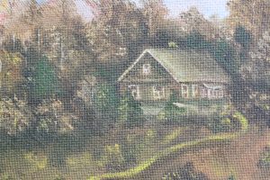 Картина «Дом на горе» ДВП/масло, в багетной раме, размер 24*33