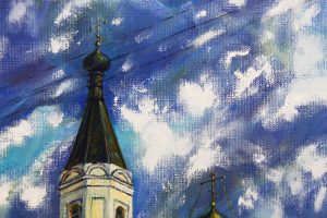 Картина «По тернистому жизненному пути с молитвой»холст/масло, размер 65*74 в деревянной рамке