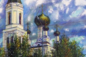 Картина «По тернистому жизненному пути с молитвой»холст/масло, размер 65*74 в деревянной рамке