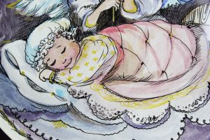 Картина «Ангел Хранитель» бумага/акварель, в багетной рамке, размер 20*20