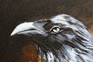 Картина «Черный ворон» холст/масло, размер 40*40 с дорисовкой по торцу подрамника