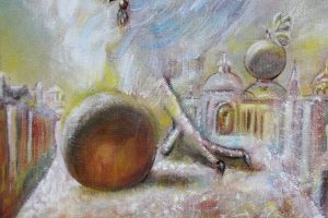 Картина «Верное сердце» холст/масло, размер 20*50 в серебристой багетной раме
