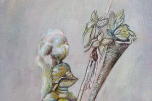 Картина «Верное сердце» холст/масло, размер 20*50 в серебристой багетной раме
