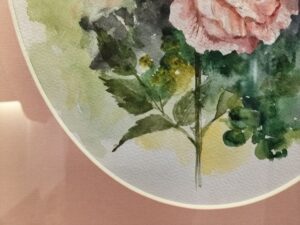 Картина «Чайные розы» бумага/акварель/паспарту, в пластиковой раме со стеклом, размер 30*40