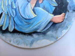 Картина "Ангел" холст на МДФ/акрил, диаметр 18 см Картина «Ангел» холст на МДФ/акрил, диаметр 18 см