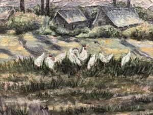 Картина «Утро. Птичий двор» холст/масло, размер 25*20 с дорисовкой по торцу подрамника