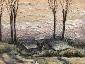 Картина «Утро. Птичий двор» холст/масло, размер 25*20 с дорисовкой по торцу подрамника