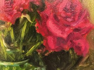 Картина «Розы» холст/масло, диаметр 40 см