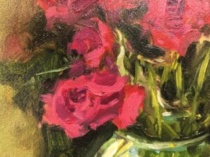 Картина «Розы» холст/масло, диаметр 40 см