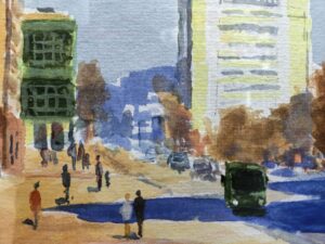 Картина "Могилев. улица Первомайская" бумага/акварель, размер 21*30 в деревянной раме со стеклом Картина «Могилев. улица Первомайская» бумага/акварель, размер 21*30 в деревянной раме со стеклом