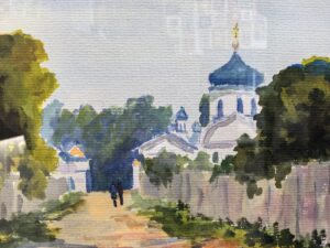 Картина "Борисо-Глебская церковь" бумага/акварель, размер 21*30 в деревянной раме Картина «Борисо-Глебская церковь» бумага/акварель, размер 21*30 в деревянной раме