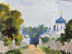Картина "Борисо-Глебская церковь" бумага/акварель, размер 21*30 в деревянной раме Картина «Борисо-Глебская церковь» бумага/акварель, размер 21*30 в деревянной раме