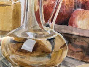 Картина «Яблочный уксус» бумага/акварель, в багетной раме со стеклом, размер 25*25