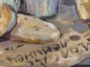 Картина «Бублики с молоком» холст/масло, в раме из МДФ, размер 40*50 Картина «Бублики с молоком» холст/масло, в раме из МДФ, размер 40*50